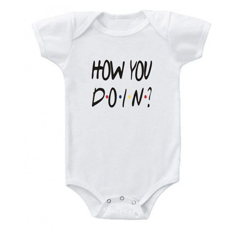How You Doin/Забавный принт с буквами; Одежда для новорожденных и маленьких девочек; хлопковые комбинезоны; комбинезон с короткими рукавами; Повседневная Милая одежда для детей