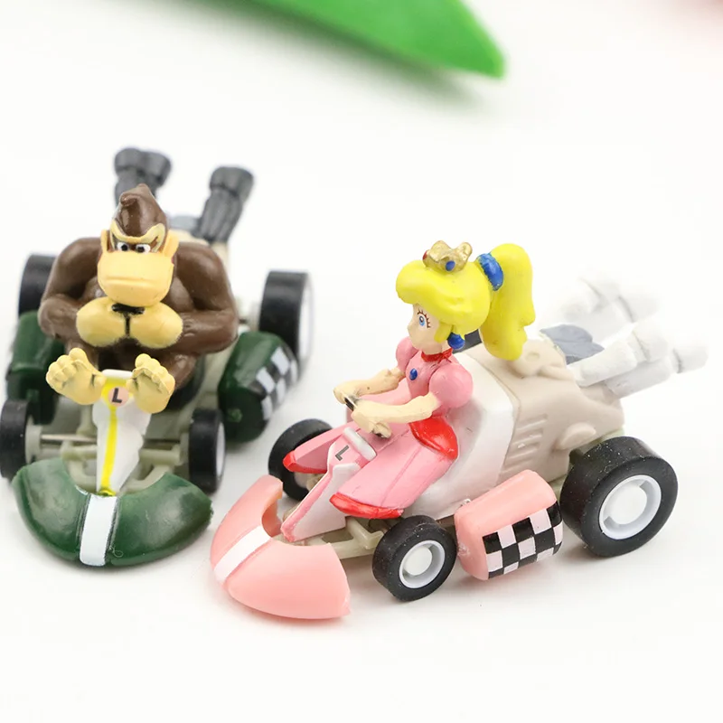 6 шт./компл. ПВХ фигурка героя Super Mario Bros Kart Вытяните назад автомобиль Марио и Луиджи Йоши Жаба гриб мини Коллекция Модель игрушки подарки