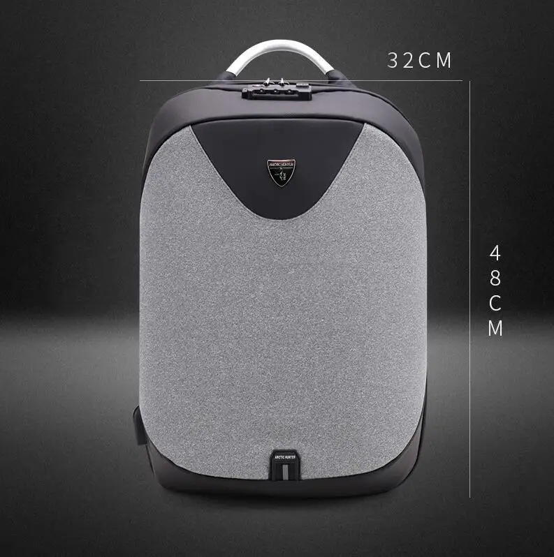 Arctic Hunter Anti-theft 15,6 мужская сумка для ноутбука школьный рюкзак с паролем водонепроницаемый Повседневный Бизнес Путешествия мужские рюкзаки - Цвет: Light Grey
