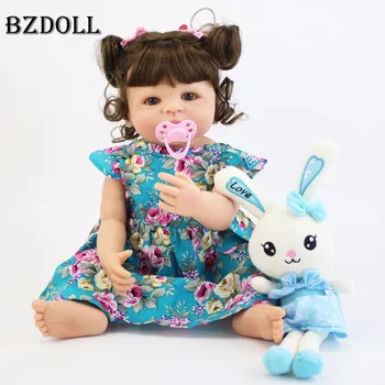 

55cm Full Silicone Body Reborn Baby Doll Toy For Girl Vinyl Newborn Princess Babies Alive Bebe Boneca Bathe Toy Birthday Gift