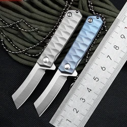 Couteau d'extérieur en alliage de titane, porte clés couteau pliant lame Mini D2 haute dureté outil de défense de sécurité de poche Portable EDC THJ23 