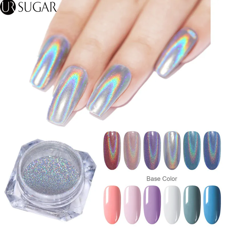 

Holographic Nail Glitter Powder Shiny Laser Nail Art Chrome Pigment Dust Powder Manicure Nail Art Decoration for UV Gel Polish