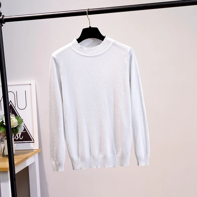 

Fashion Autumn Winter Sweater Women Long Sleeve Pullover loose Basic Sweaters O-neck Bright line Knit Tops black white gray Khak