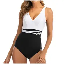 Женский сиамский купальник, большой размер, высокая талия, консервативный сшивание, цельный купальный костюм, damskie W