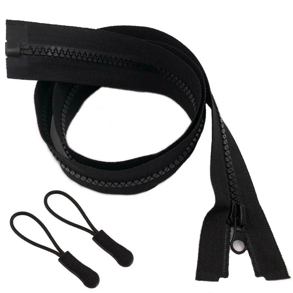 

5# 30 inch Plastic Resin Zipper with Zipper Pulls Separating Jacket Coat Zippers for Sewing Accessories (2pcs/Pack)