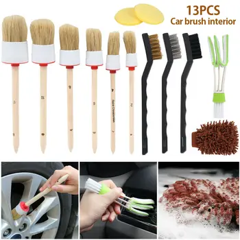 

6 Sizes Car Detailing Brush 0.78"~1.77" Universal Bristles Interior Wheel Cleaning Kit