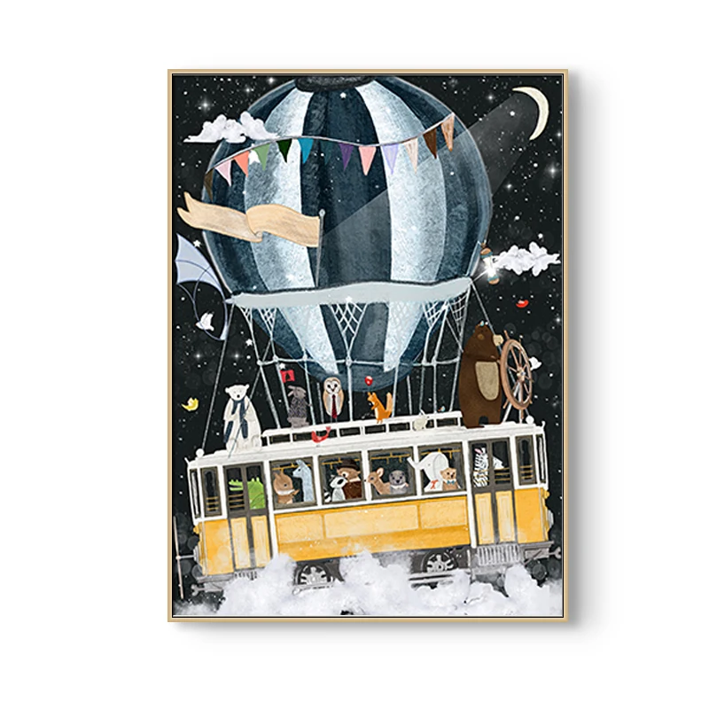 Astronaut-Planet-Space-Balloon-Wall-Art-Canvas-Prints-Posters-Cartoon-Animal-Bear-Wall-Pictures-For-Nursery (7)