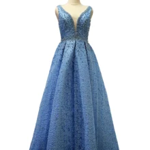 Вечернее платье, новинка, цвет светло-голубой, с вышивкой бисером, с длинным v-образным вырезом, с бисером, для девочек, с рюшами, настраиваемое, модное платье для выпускного вечера, mocini