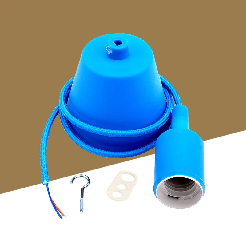 Современные красочные лампы база подвесные светильники столовая люстра силикагелевый материал кабель лампе e27 гнездо держатель лампы - Цвет: Синий