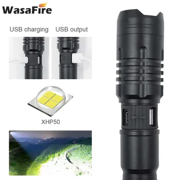 

Telescopic Focus Zoom Torch Lamp Ultra Bright XHP50 3 Modes LED Flashlight Rechargeable Waterproof Camping Lanterna for Hunting