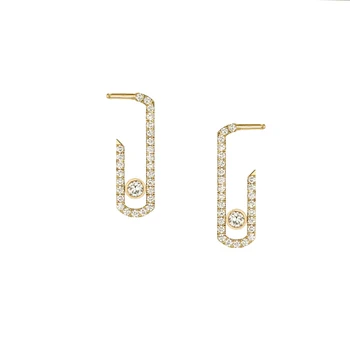 

925 Sterling Silver Zircon Geo Drop Earrings Women Jewelry Punk Party Gown Runway rare Boucle Korean Japan INS Fashion
