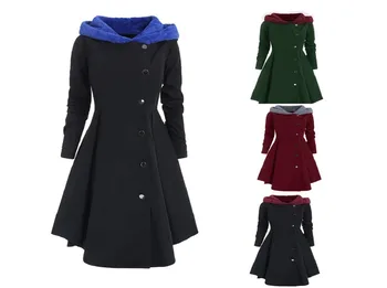 

2019 winter women autumn and winter trench coat long female retro hooded windbreaker slim slimming woman's coat