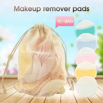 

10PCS Makeup Remover Pads Bamboo Cotton Rounds Reusable Makeup Pads With Bag For Eye Facial