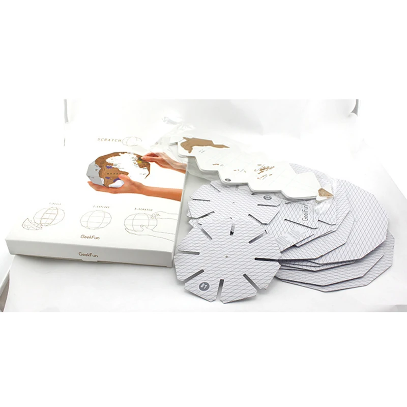  DIY Scratch Globe 3D Stereo Assembly Globe World Map Travel Kid Child Toy Gift Geography Teaching A - 4000479717393