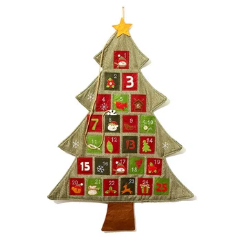 

Christmas Tree Advent Countdown Calendars Xmas Home Hanging Ornament Burlap Calendar Christmas Advent Calendar Xmas Supplies