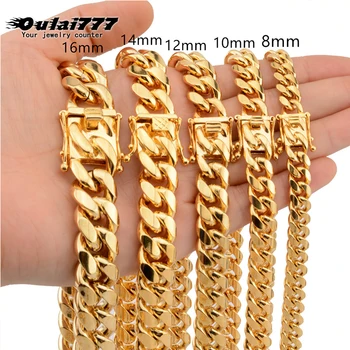 

18mm16mm14mm12mm10mm8mm stainless steel large gold long chian necklace Cuban link Steel color necklace chunky necklace wholesale