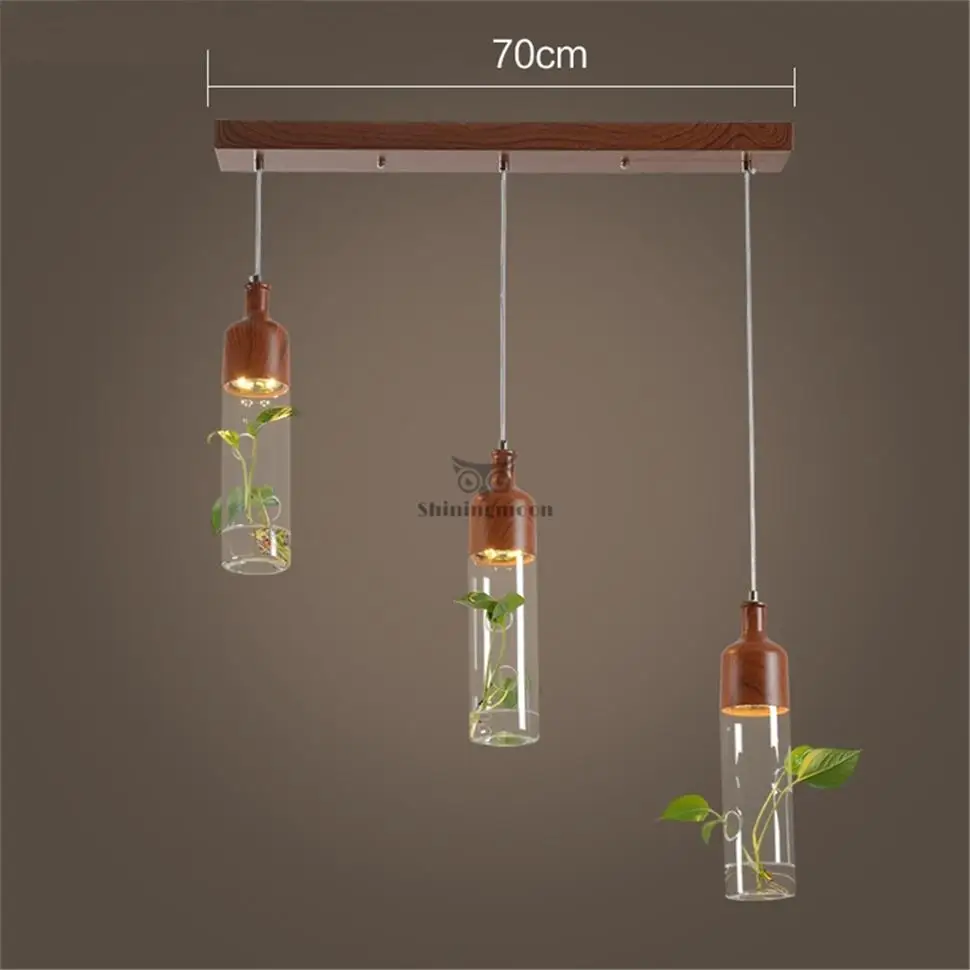 Современный Креативный металлический арт для сада, подвесные светильники, зеленые растения, деревянный светодиодный подвесной светильник, светильник для аквариума