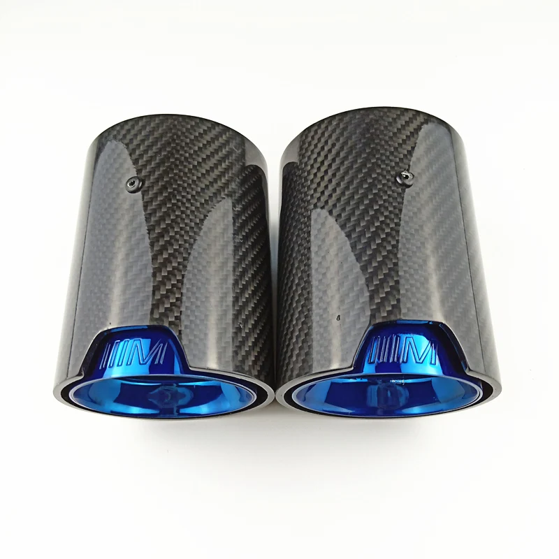 M производительный глушитель труба Глянцевая углеродное волокно глушитель выхлопные наконечники Синий нержавеющая сталь глушитель Хвостовая труба