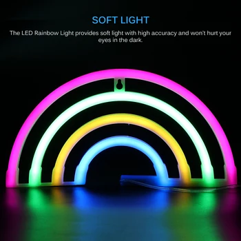 

Colorful Night Lights Rainbow Neon Sign Light Rainbow Wall Light Battery USB Operation Led Lights for Kids Home Wall Decoration