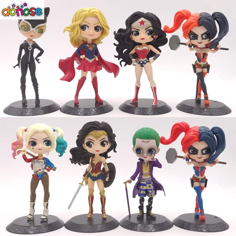 Q Posket Figures Toy Harley Quinn Suicide Squad Wonder Woman Joker Super Girl Iron man Justice League Model Toys for Children