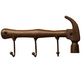 

Vintage Wall Hanger Hammer Shape Key Holder Metal Coat Holder Hanger Rack Industrial Style Keys Wall Hook Home Decor
