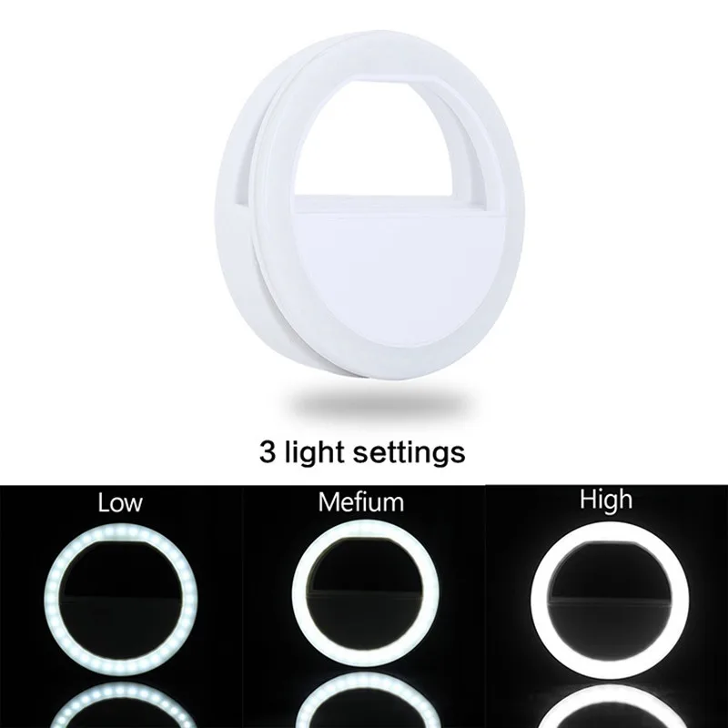 Универсальный светодиодный кольцевой светильник для селфи, портативный мобильный телефон, 36 светодиодный S, лампа для селфи, светящаяся кольцевая клипса для iPhone 8, 7, 6 Plus, samsung