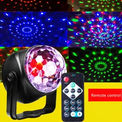 Boule lumineuse rotative RGB LED, lumières Disco, télécommande, petite boule magique, USB, Mini boule magique en cristal 