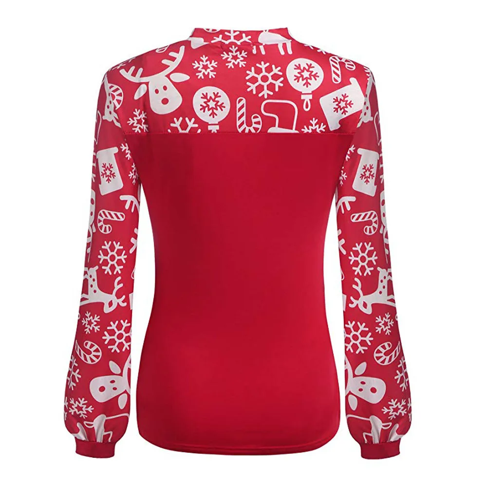 Women Blouse Christmas Hooded Sweatshirt Coat Winter Warm Blouse Wool Pockets Cotton Coat Outwear Tops#LL