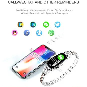 

For H8 Smart Bracelet Women Fitness Heart Rate Remind Blood Pressure IP67 Waterproof Smart Wristband Remote Control Camera