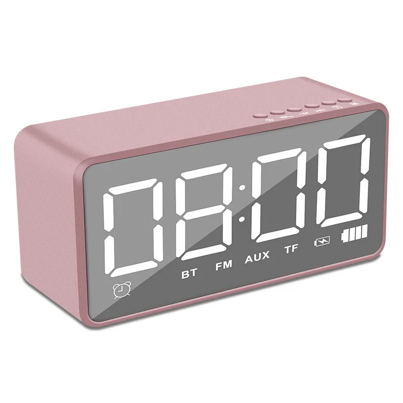 rose pink Многофункциональный Будильник с Bluetooth динамиком Funtion TF FM AUX Настольный зеркальный будильник светодиодный цифровые электронные часы Новинка - Цвет: rose pink