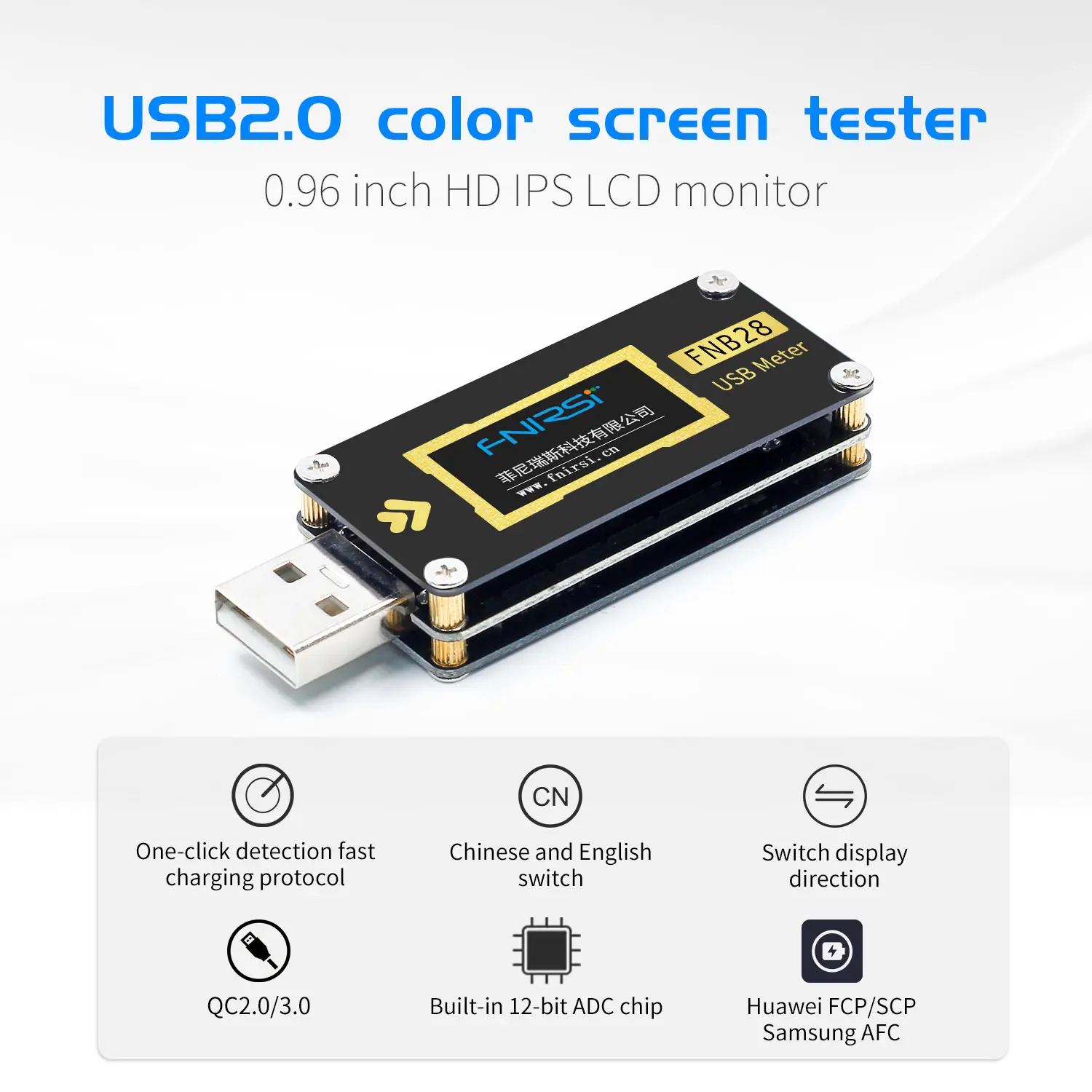 Измеритель тока и напряжения FNB28 USB тестер QC2.0/QC3.0/FCP/SCP/AFC протокол быстрой зарядки