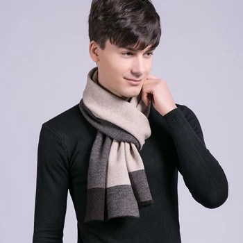 

Winter Lamb Wool Scarf Men Brand 2019 Foulard Wraps for Gentleman Ring Echarpe Muffler Men's Patchwork Warm Long Wool Scarves
