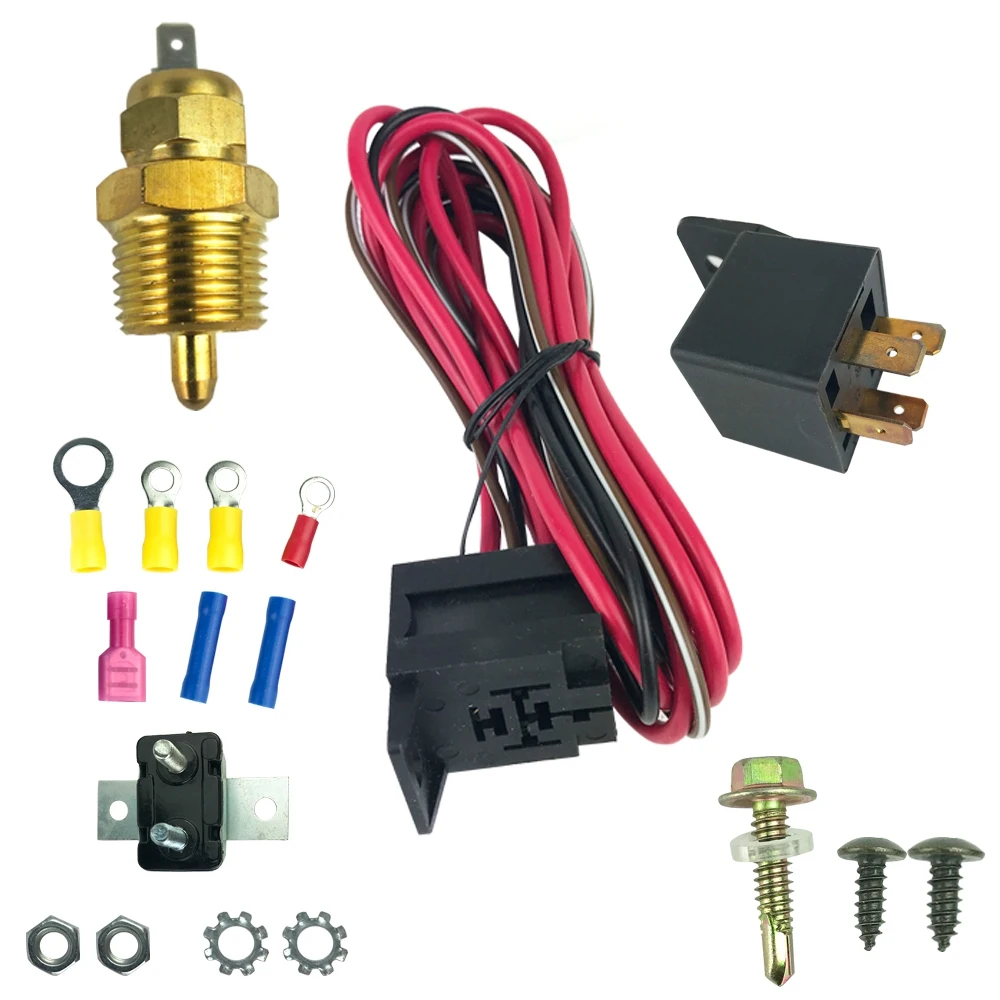 

Heavy Duty Electric Fan Wiring Install Complete Kit Thermostat Sensor 40A Relay