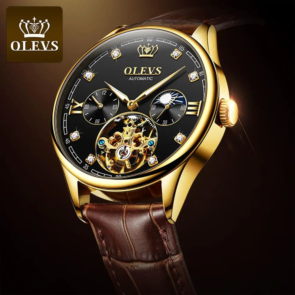OLEVS orologi da uomo Casual semplice originale orologio meccanico automatico per uomo impermeabile data settimana orologio da polso di alta qualà  1511