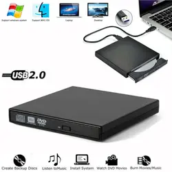 Ультра-тонкий USB 2,0 Ультра внешний DVD-RW CD-RW Пишущий привод для ПК WIN7 E карта памяти