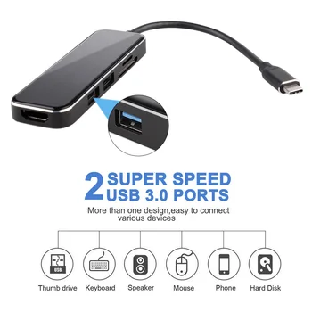 

5 in 1 USB Type C HUB to HDMI Multi USB 3.0*2 SD/Micro SD3.0 Power Adapter for MacBook Pro Samsung USB-C USB HUB Splitter Hab