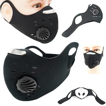 

Face Mask With Breathable Valves Adjustable Filter PM2.5 Adult Cycling Anit-fog Dustproof Bicycle Respirator Mouth Mask Dropship