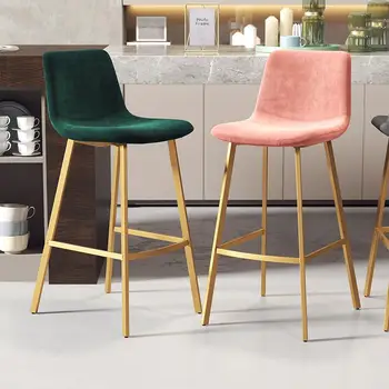

Nordic light luxury backrest high stool golden net red bar stool ins bar chair simple and stylish bar chair
