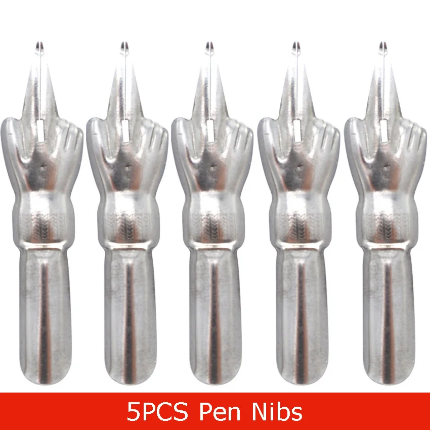 Finger Pen Nib 1/5 штук пера мультфильмы погружения металлическая ручка манга комиксы рисунок мультяшный инструмент комиксов ручной росписью перо расходные материалы - Цвет: Finger Pen Nib