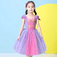 Платье принцессы Девушка-Рапунцель костюм на Хэллоуин Детские платья для костюмированной вечеринки Рождественская праздничная одежда в горошек с Минни Маус Одежда для девочек