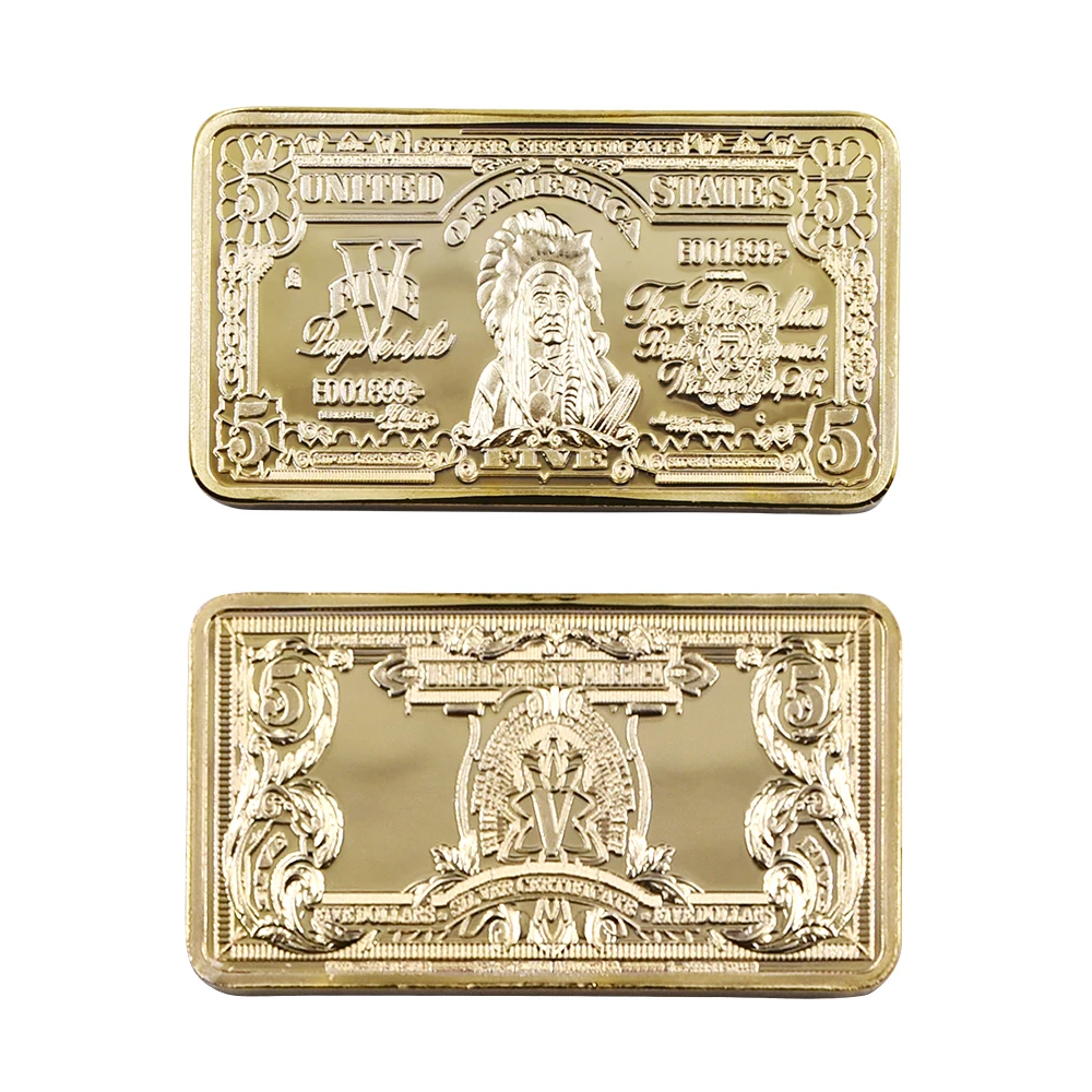 1899 год Американский Мир бумажные деньги 24 К золотой бар креативный 24 к позолоченные поддельные бар металлические подарки американская Коллекция Бар