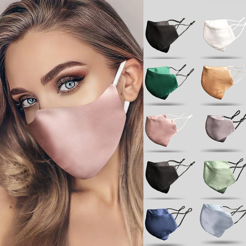 Шелковая Маска для лица женская модная многоразовая маска моющаяся бесплатная