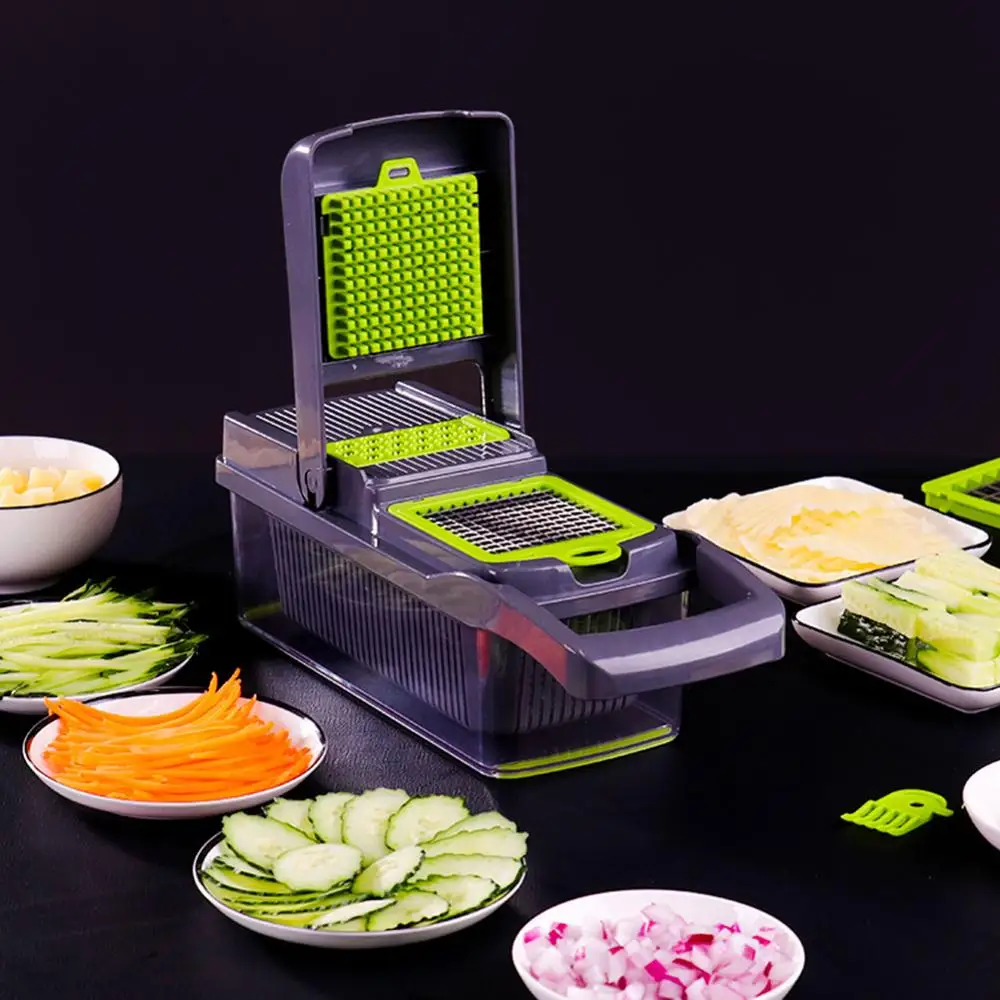 

8 in 1 Multi-function Vegetable Cutter Slicer Potato Carrot Grater Kitchen Tool Food Grade Abs And Pp Are Durable And Healthy