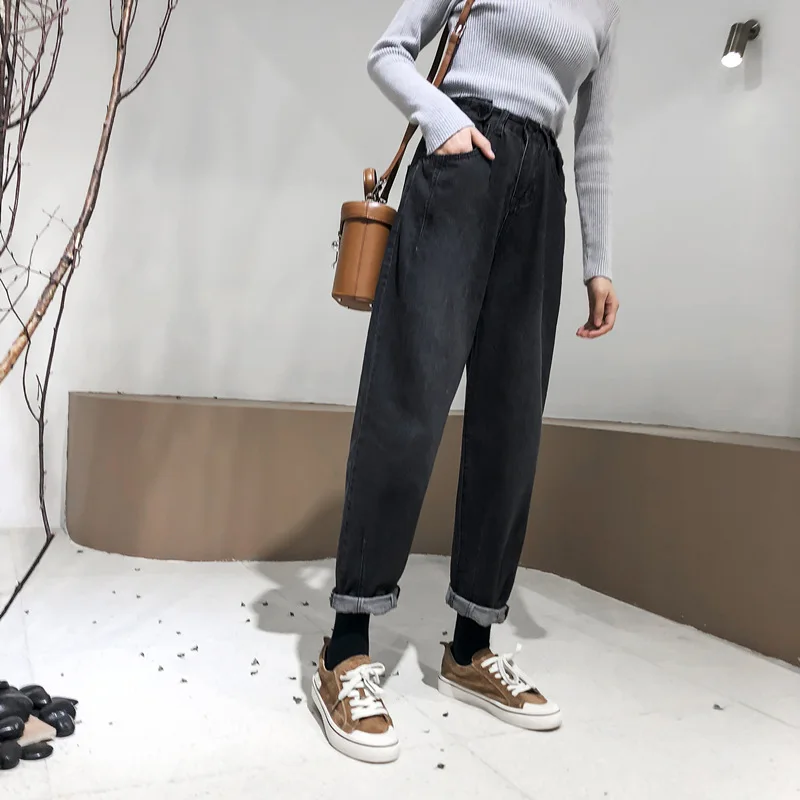 Large Size Autumn Clothing Plus-sized Womenswear mmbf-Style Pants Loose-Fit Capri Jeans Large GIRL'S Korean-style Slimming Baggy