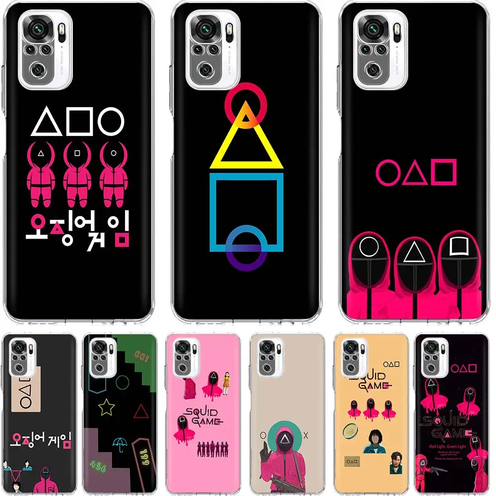 Cute Cartoon Squid Game Phone Case Funda For Xiaomi Redmi Note 10 Pro 10S 9S 9 8 8T 8A 9A 9C 7 7A 6 6A K20 K30 Cover Coque | Мобильные