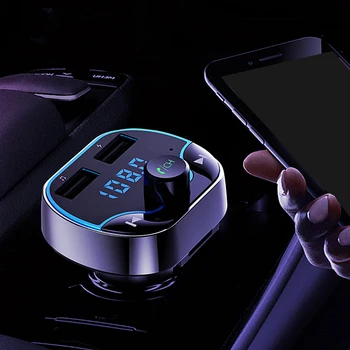 

T24 Car FM Transmitter Dual USB Fast Charger Voice Navigation Car Hands-free Call Bluetooth MP3 Player