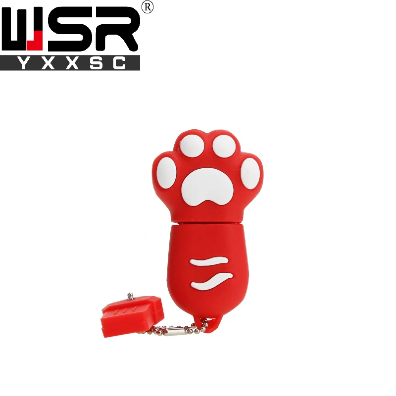 Cartoon Cat Paw usb2 0 pen drive 32gb 64gb 128gb black red pink blue white usb 3