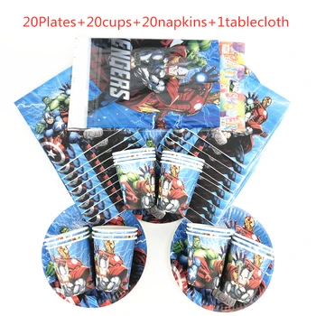 

Avengers Theme 61pcs Birthday Party decoration Paper Cup Plate Napkin Tablecloth Baby shower Tableware Sets Supplies
