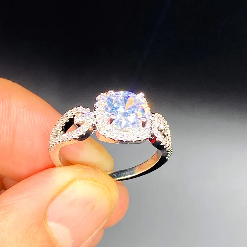 

New Silver Color Crystal Plata Filled Rings For Women Wedding Cubic Zirconia Silver Ring Fashion Jewelry