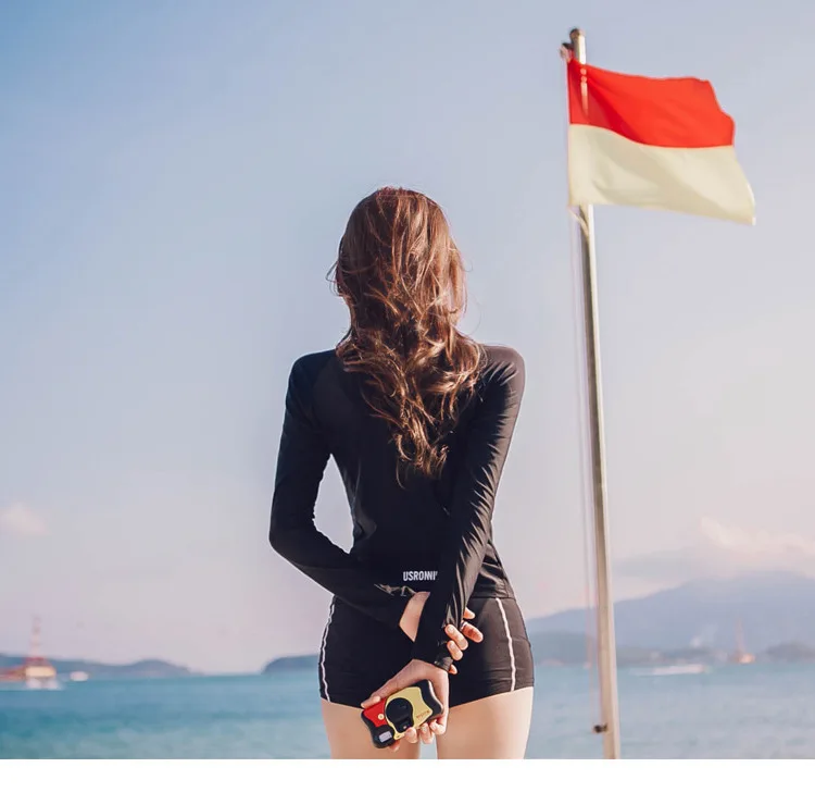 

2019 New Style Korean-style Women's Black Three-piece Set Split Type Boxers